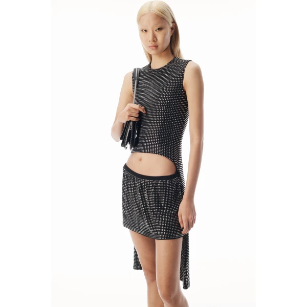 Alexander Wang Crystal Sleeveless High-Low Top in Black | Sleeveless | Coveti