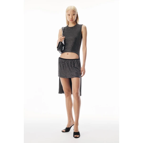 Alexander Wang Crystal Sleeveless High-Low Top in Black | Sleeveless | Coveti