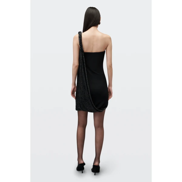 Alexander Wang Crystal Twist Asymmetric Strapless Dress in Black | Dresses | Coveti