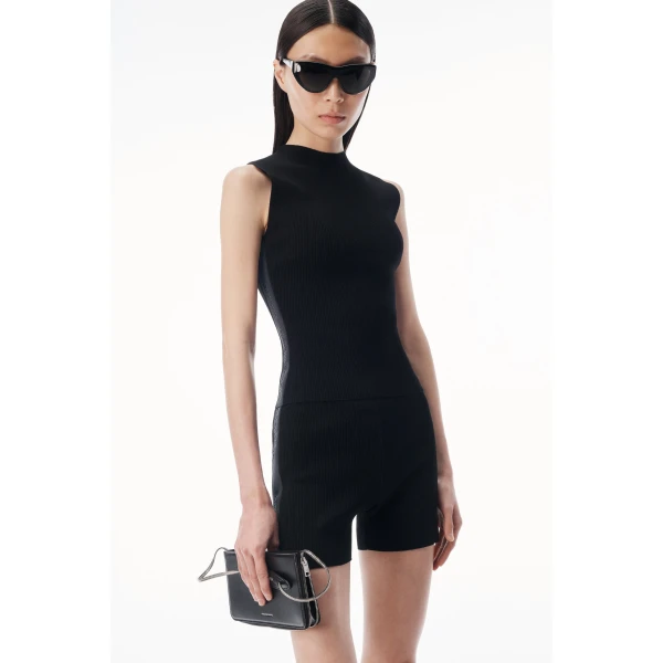 Alexander Wang Debossed Logo Bike Short in Black | Shorts | Coveti
