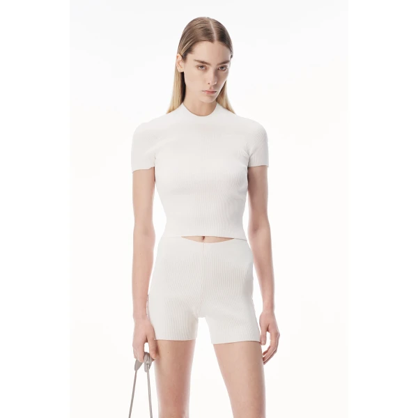 Alexander Wang Debossed Logo Bike Short in Optic White | Shorts | Coveti