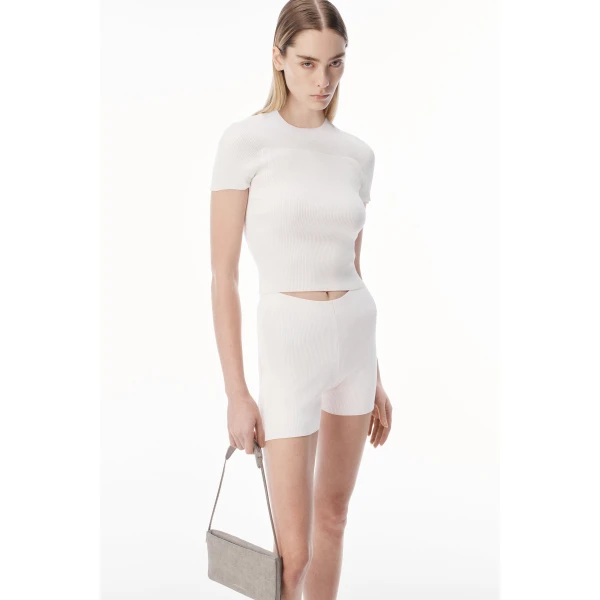 Alexander Wang Debossed Logo Bike Short in Optic White | Shorts | Coveti