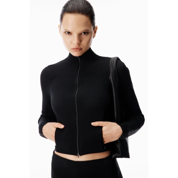 Alexander Wang Debossed Logo Fitted Jacket in Black | Jackets | Coveti