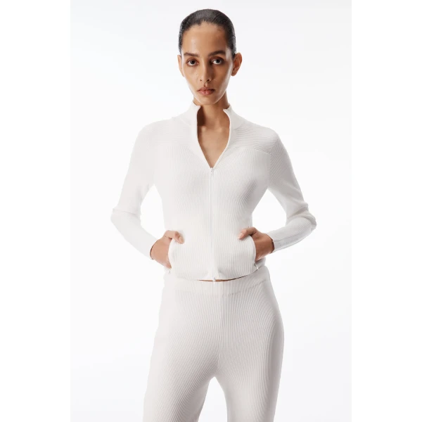 Alexander Wang Debossed Logo Fitted Jacket in Optic White | Jackets | Coveti