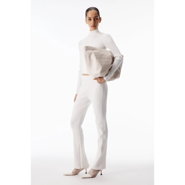 Alexander Wang Debossed Logo Fitted Pant in Optic White | Pants | Coveti