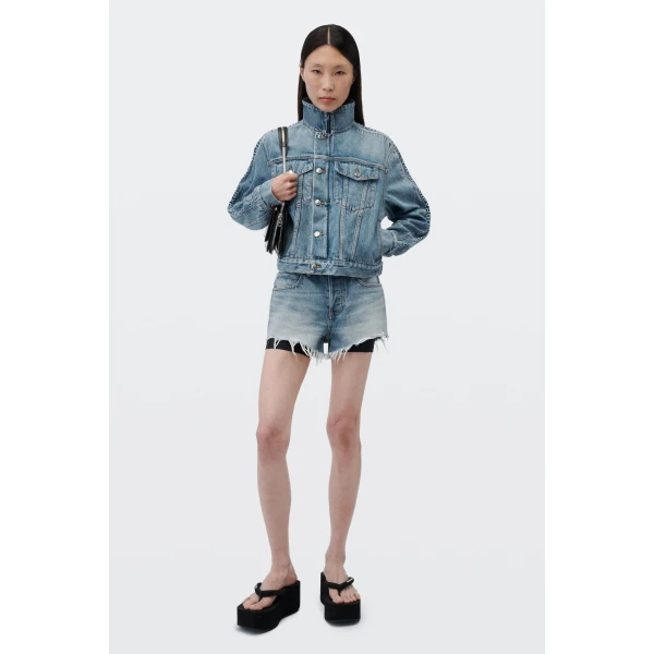 Alexander Wang Denim Track Jacket in Vintage Light Indigo | Jackets | Coveti