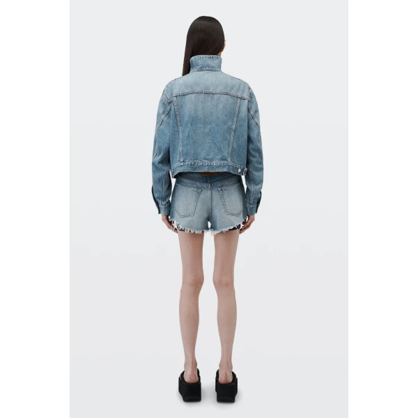 Alexander Wang Denim Track Jacket in Vintage Light Indigo | Jackets | Coveti