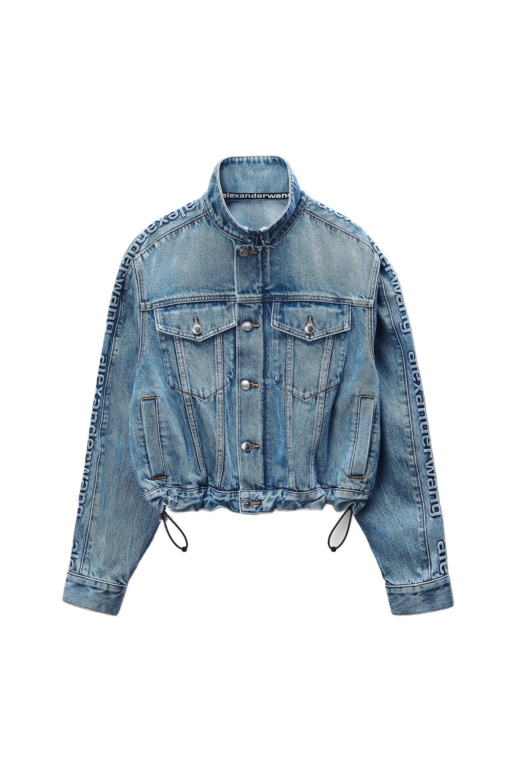 Alexander Wang Denim Track Jacket in Vintage Light Indigo Alexander Wang Denim Track Jacket in Vintage Light Indigo | Coveti
