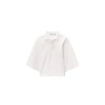 Alexander Wang Draped Sleeve Fitted Polo in Vintage White | Coveti