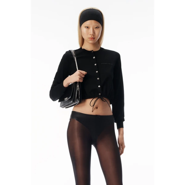 Alexander Wang Drawstring Hem Cardigan in Black | Cardigan | Coveti