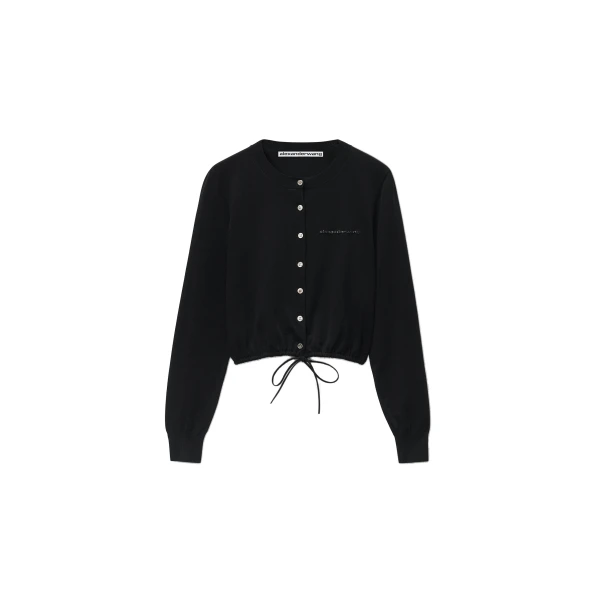 Alexander Wang Drawstring Hem Cardigan in Black | Coveti