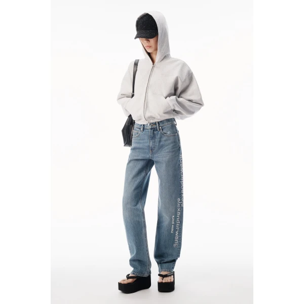 Alexander Wang EZ Crystal Hotfix Mirror Logo Jean in Vintage Medium Indigo | Denim | Coveti