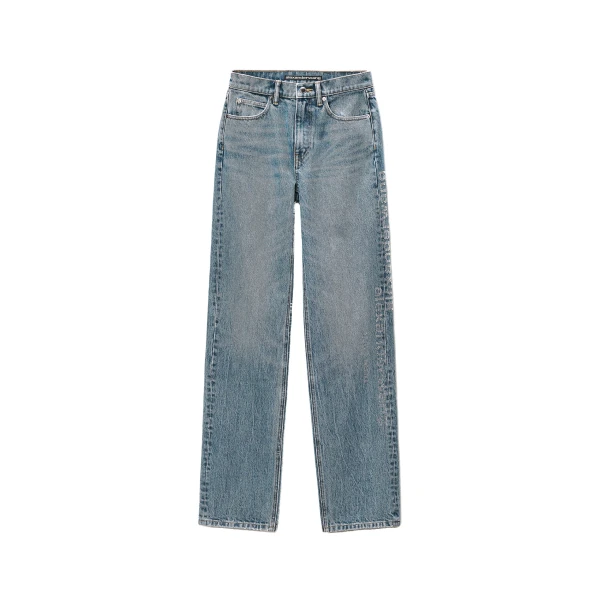Alexander Wang EZ Crystal Hotfix Mirror Logo Jean in Vintage Medium Indigo | Coveti