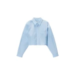 Alexander Wang Embroidered Logo Cropped Shirt in Oxford Blue | Coveti