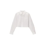 Alexander Wang Embroidered Logo Cropped Shirt in White | Coveti