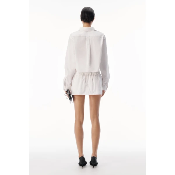 Alexander Wang Embroidered Logo Cropped Shirt in White | Shirts | Coveti