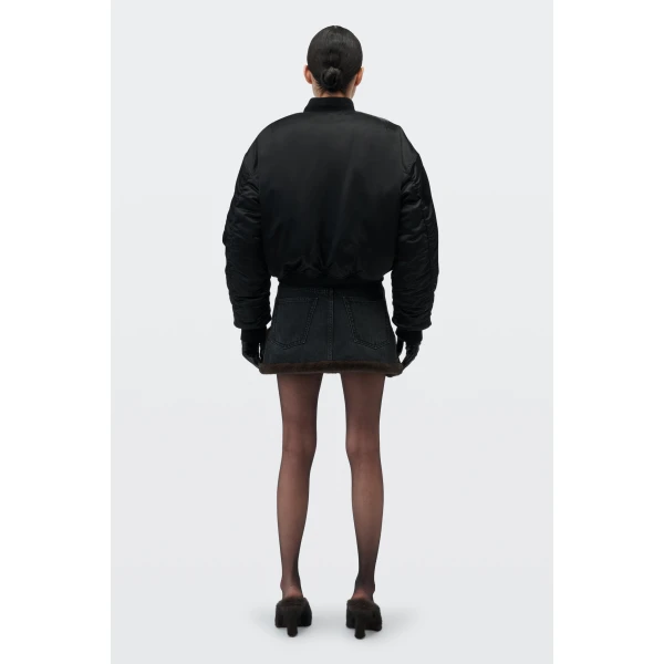 Alexander Wang Faux Fur Lined Bomber Jacket in Black | Jackets | Coveti