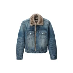 Alexander Wang Faux Fur Lined Denim Jacket in Tinted Medium Indigo | Coveti