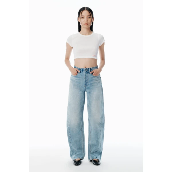 Alexander Wang Float Mid-Rise Jean in Vintage Bleach Blue | Denim | Coveti