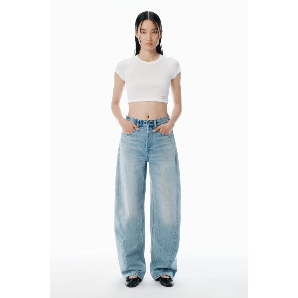 Alexander Wang Float Mid-Rise Jean in Vintage Bleach Blue | Denim | Coveti