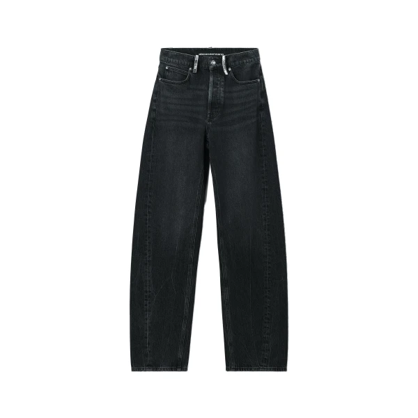 Alexander Wang Float Mid-Rise Relaxed Crystal Hotfix Belt Loop Jean in Grey Aged | Coveti