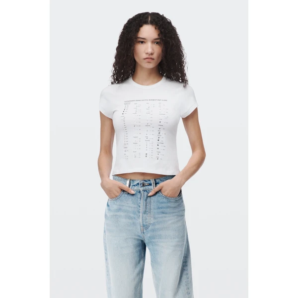 Alexander Wang Float Mid-Rise Relaxed Crystal Hotfix Belt Loop Jean in Vintage Bleach Blue | Denim | Coveti