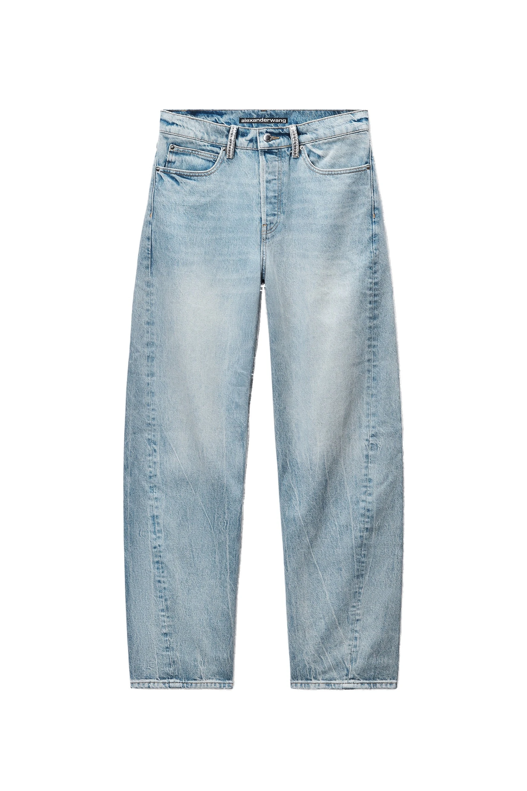 Alexander Wang Float Mid-Rise Relaxed Crystal Hotfix Belt Loop Jean in Vintage Bleach Blue Alexander Wang Float Mid-Rise Relaxed Crystal Hotfix Belt Loop Jean in Vintage Bleach Blue | Coveti