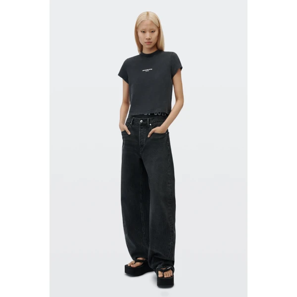 Alexander Wang Float Mid-Rise Relaxed Jean in Faded Black | Denim | Coveti