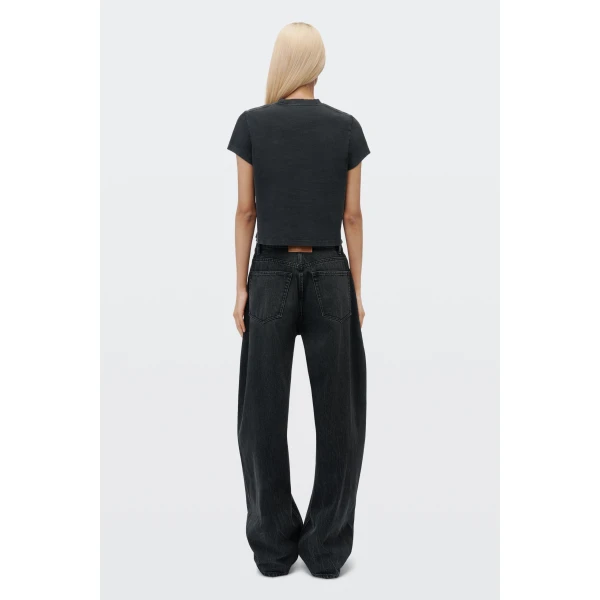 Alexander Wang Float Mid-Rise Relaxed Jean in Faded Black | Denim | Coveti