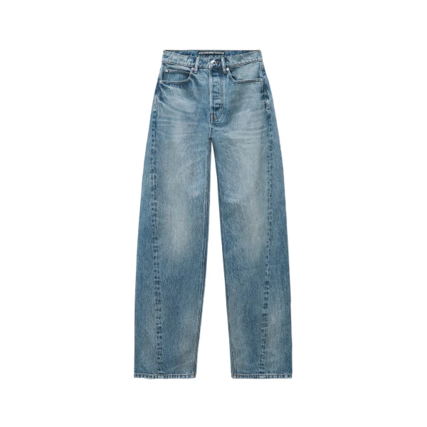 Alexander Wang Float Mid-Rise Relaxed Jean in Tinted Medium Indigo | Coveti
