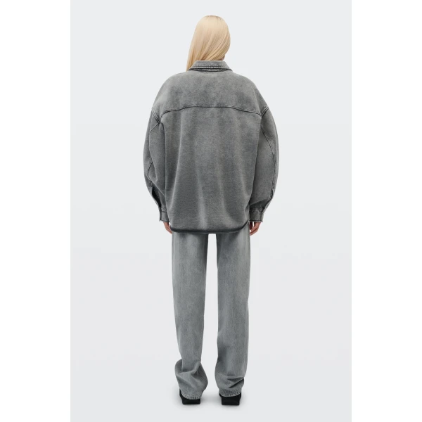 Alexander Wang Float Mid-Rise Relaxed Shadow Pocket Jean in Washed Grey | Denim | Coveti
