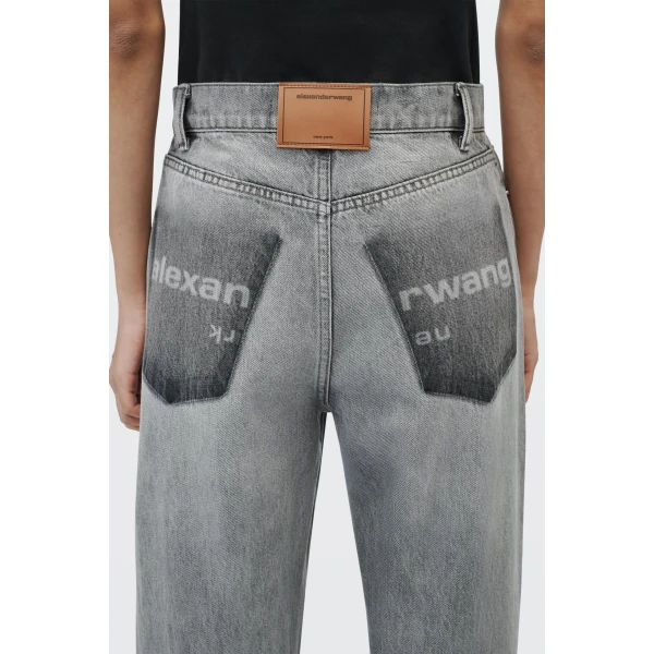 Alexander Wang Float Mid-Rise Relaxed Shadow Pocket Jean in Washed Grey | Denim | Coveti