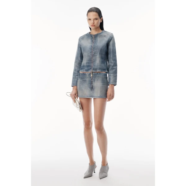Alexander Wang Glazed Denim Jacket in Glazed Vintage Indigo | Jackets | Coveti
