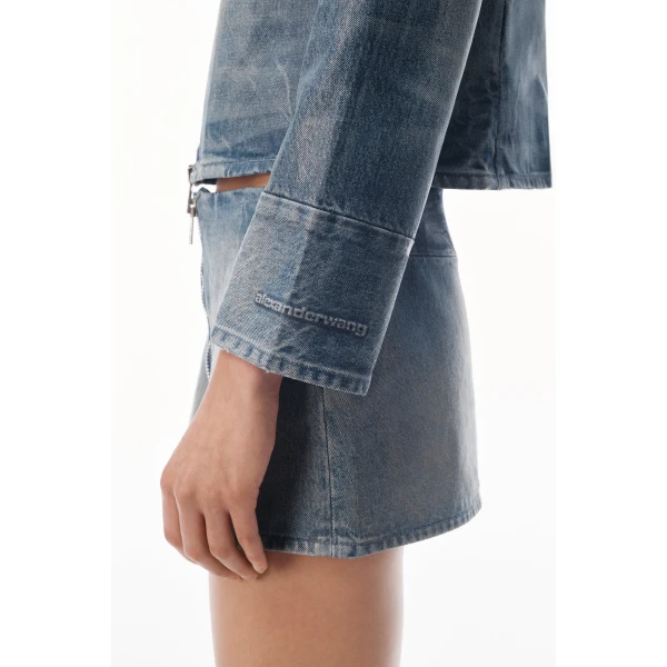 Alexander Wang Glazed Denim Jacket in Glazed Vintage Indigo | Jackets | Coveti