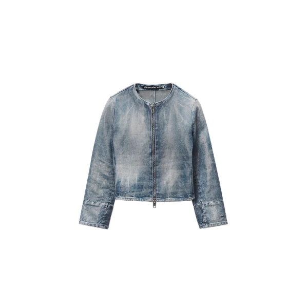 Alexander Wang Glazed Denim Jacket in Glazed Vintage Indigo | Coveti