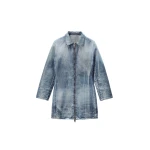 Alexander Wang Glazed Denim Long Jacket in Glazed Vintage Indigo | Coveti