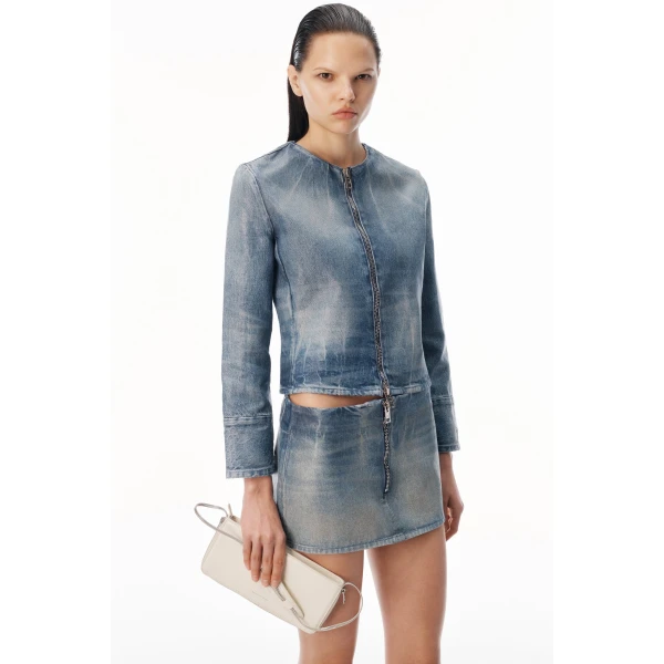 Alexander Wang Glazed Denim Mini Skirt in Glazed Vintage Indigo | Denim Skirts | Coveti