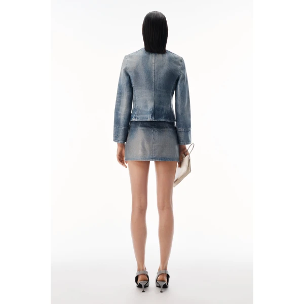 Alexander Wang Glazed Denim Mini Skirt in Glazed Vintage Indigo | Denim Skirts | Coveti