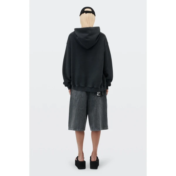 Alexander Wang Graphic Hoodie in Washed Black | Hoodies | Coveti