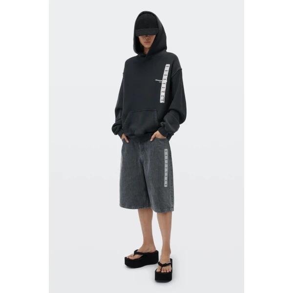 Alexander Wang Graphic Hoodie in Washed Black | Hoodies | Coveti