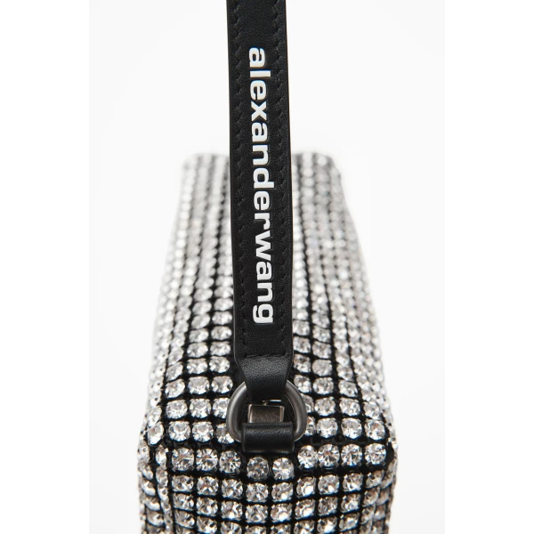 Alexander Wang Heiress Pouch in Crystal Hotfix Mesh in White | Clutch Bags | Coveti