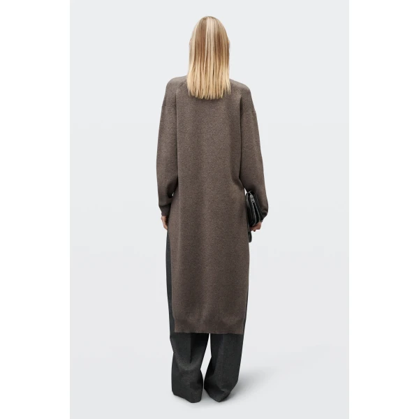 Alexander Wang High-Low Hem Turtleneck in Dark Oatmeal Melange | Long Sleeve | Coveti