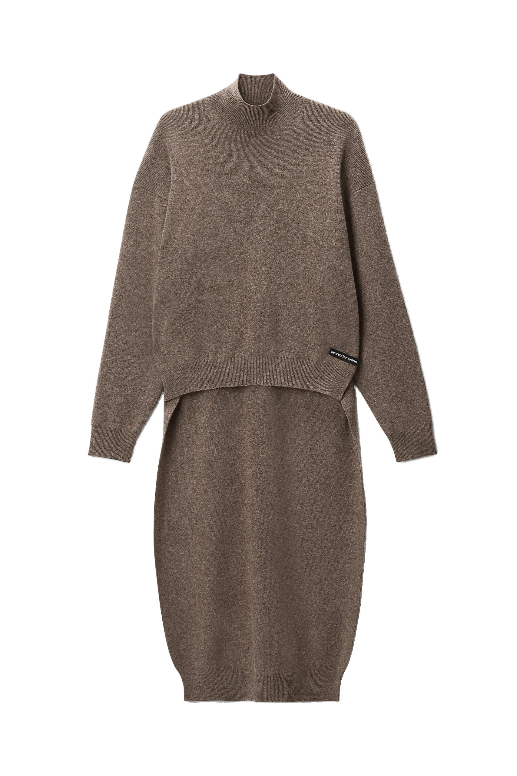 Alexander Wang High-Low Hem Turtleneck in Dark Oatmeal Melange Alexander Wang High-Low Hem Turtleneck in Dark Oatmeal Melange | Coveti