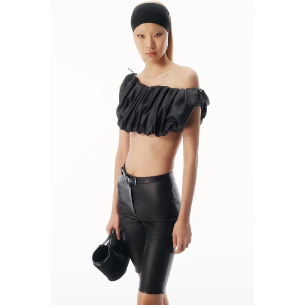 Alexander Wang High-Rise Leather Shorts with Belt in Black | Shorts | Coveti