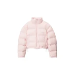 Alexander Wang Jacquard Channel Cropped Puffer with Reflective Logo in Light Pink | Coveti