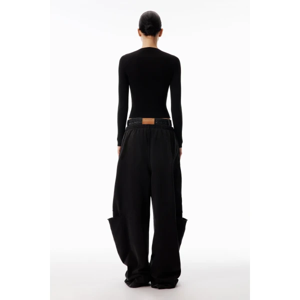 Alexander Wang Jacquard Logo Long Sleeve Crewneck Top in Black | Long Sleeve | Coveti