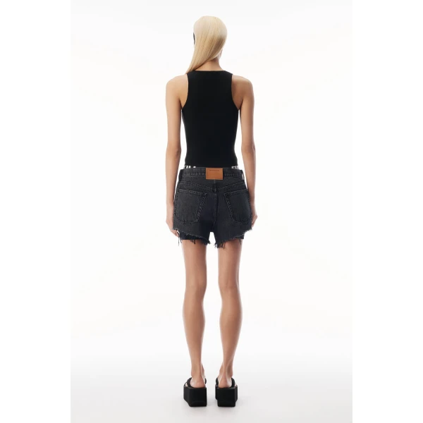 Alexander Wang Jacquard Logo Racer Tank in Black | Sleeveless | Coveti