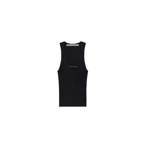 Alexander Wang Jacquard Logo Racer Tank in Black | Coveti