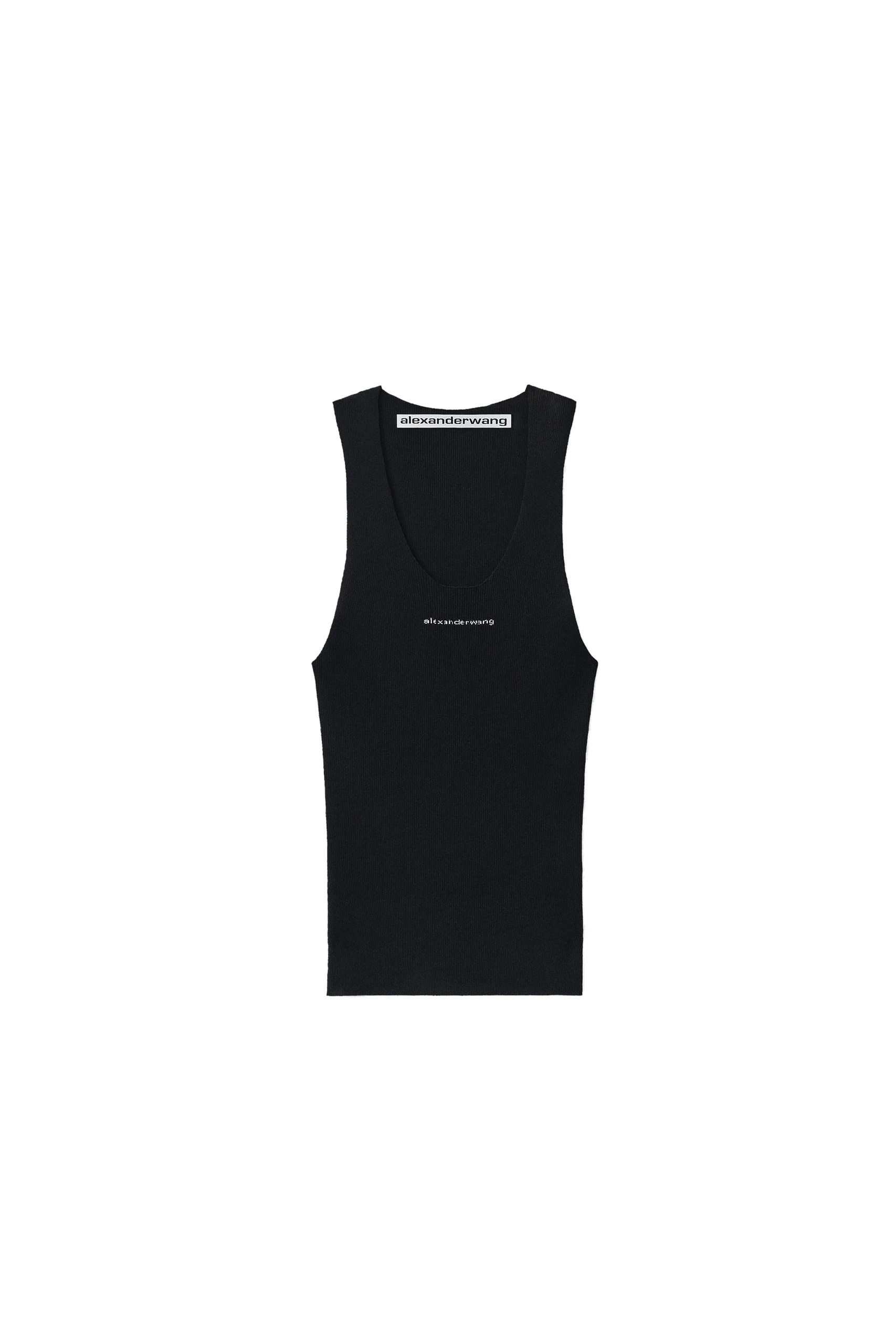 Alexander Wang Jacquard Logo Racer Tank in Black Alexander Wang Jacquard Logo Racer Tank in Black | Coveti