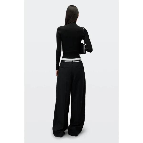 Alexander Wang Jacquard Logo Turtleneck in Black | Long Sleeve | Coveti